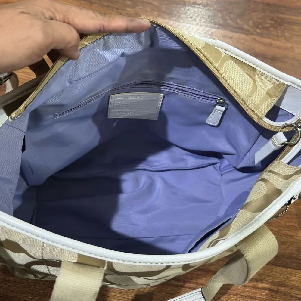 Coach Beige Signature Canvas Tote with Removable Strap